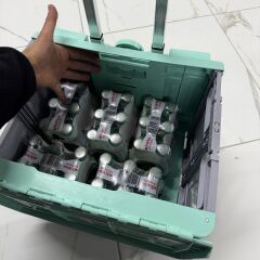 4 Tekerlekli Yeşil, 38L Orta Boy, Hareketli Alüminyum Tutacaklı Alışveriş Arabası - Pazar Arabası