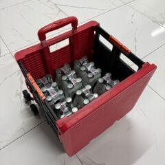 6 Tekerlekli, 55 Litre Kırmızı Katlanır Alışveriş Arabası - Pazar Arabası