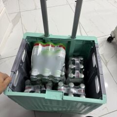 2 Tekerlekli, Yeşil, 32L Standart Boy, Sabit Tutacaklı Alışveriş Arabası - Pazar Arabası