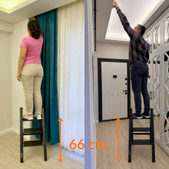 Portalife 3 Basamak Şık Çelik Takviyeli Alüminyum Ev Tipi Merdiven - Antrasit