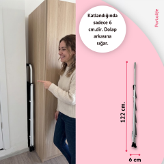 Portalife 3 Basamaklı Uzun Tutacaklı Şık Çelik Merdiven - Beyaz