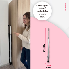 Portalife 4 Basamaklı Uzun Tutacaklı Çelik Şık Merdiven - Beyaz