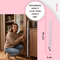 3 Basamaklı Beyaz Çelik Merdiven - Ekstra Güçlü Gövde - Kalın Profil