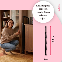 Portalife 2 Basamaklı Ekstra Uzun Tutacaklı Beyaz Merdiven - Güçlü Gövde - Kalın Profil
