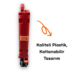4 Tekerlekli, 55 Litre Kırmızı Katlanır Alışveriş Arabası - Pazar Arabası