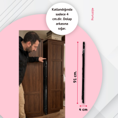 Portalife 2 Basamaklı Siyah Çelik Merdiven – Ekstra Güvenli & Ultra İnce Katlanabilir Tasarım