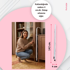 Portalife 4 Basamaklı Beyaz Çelik Merdiven - Ekstra Güçlü Gövde - Kalın Profil